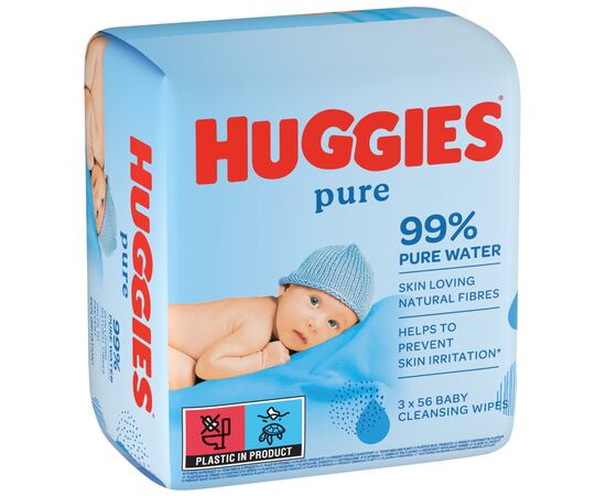 Детские влажные салфетки Huggies Ultra Comfort Pure 56 х 3 шт (5029053550091), изображение 2
