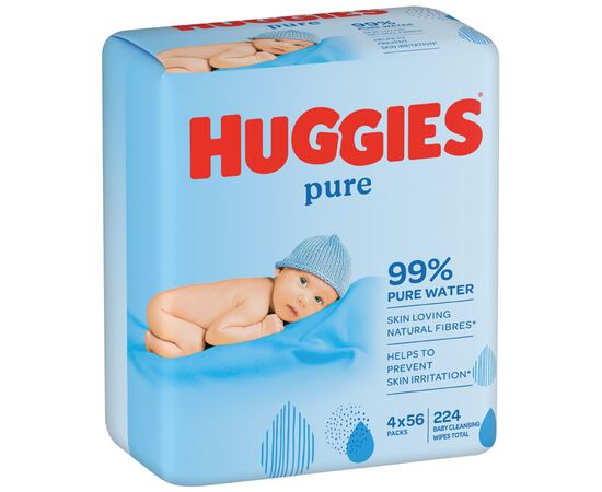 Детские влажные салфетки Huggies Pure 56 х 4 шт (5029053550121)