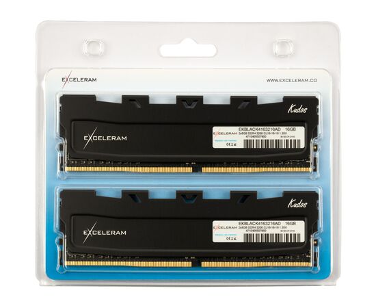 Модуль памяти для компьютера DDR4 16GB (2x8GB) 3200 MHz Kudos Black eXceleram (EKBLACK4163216AD)