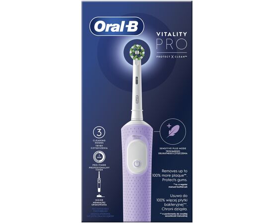 Электрическая зубная щетка Oral-B Vitality D103.413.3 Protect x clean типу 3708 Lilac Mist (4210201427025), изображение 4