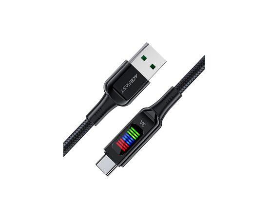 Дата кабель USB 2.0 AM to USB-C 1.2m 3A nylon with LED C7-04 black Acefast (6974316282785), зображення 2