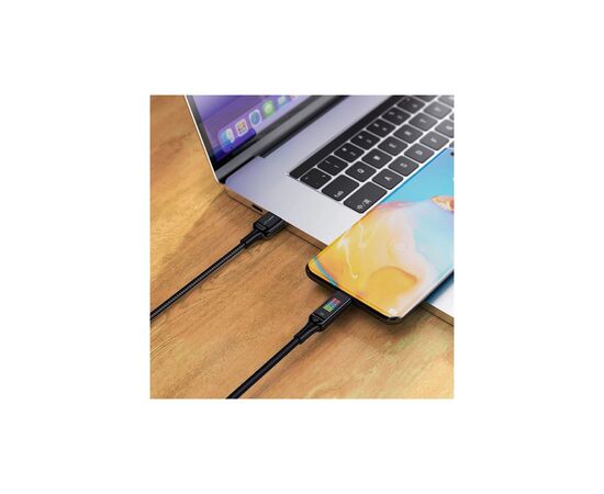 Дата кабель USB 2.0 AM to USB-C 1.2m 3A nylon with LED C7-04 black Acefast (6974316282785), зображення 5