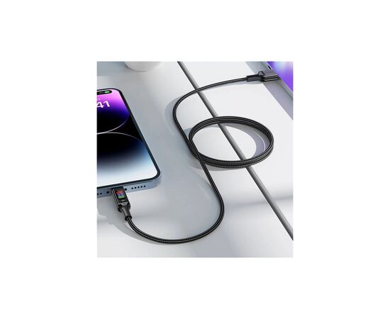 Дата кабель USB 2.0 AM to USB-C 1.2m 3A nylon with LED C7-04 black Acefast (6974316282785), зображення 6