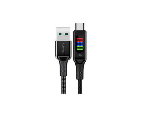 Дата кабель USB 2.0 AM to USB-C 1.2m 3A nylon with LED C7-04 black Acefast (6974316282785)