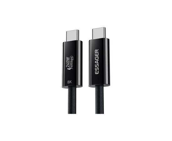 Дата кабель USB-C to USB-C 1.0m Thunderbolt 4 240W 8K60Hz black Essager (EXCTT4-PL01-P), изображение 3