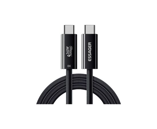 Дата кабель USB-C to USB-C 1.0m Thunderbolt 4 240W 8K60Hz black Essager (EXCTT4-PL01-P)