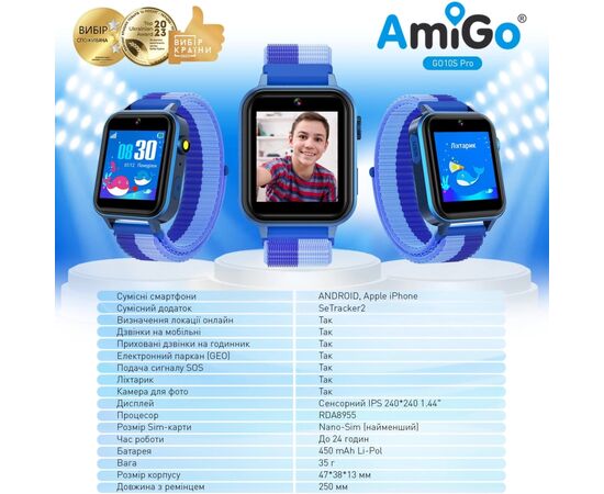 Смарт-часы Amigo GO10S Pro WIFI Синій Смарт-годинник для дітей (1182492), изображение 3