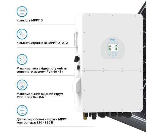 Солнечный инвертор Deye SUN-25K-SG02HP3-EU, 25кВт (SUN-25K-SG02HP3-EU), изображение 5