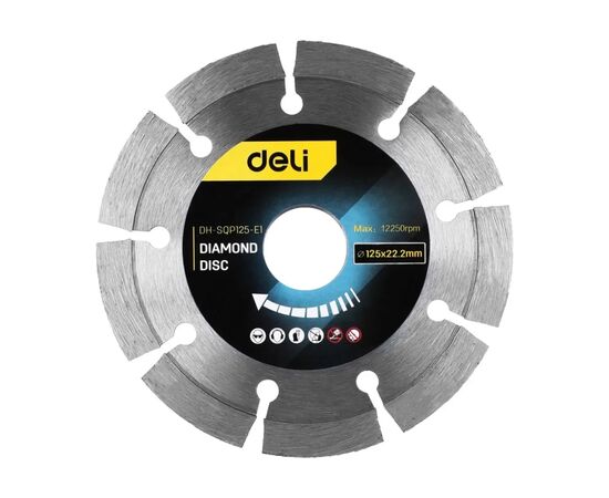 Круг отрезной Deli 125 x 22,2 мм для сухого реза. (EDH-SQP125-E1)