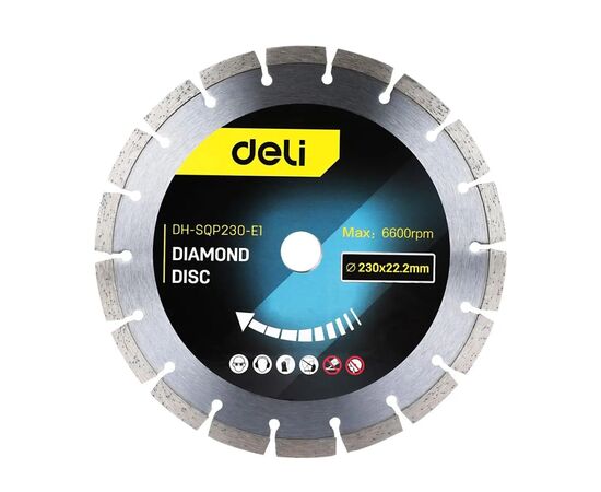 Круг отрезной Deli 230 x 22,2 мм для сухого реза. (EDH-SQP230-E1)