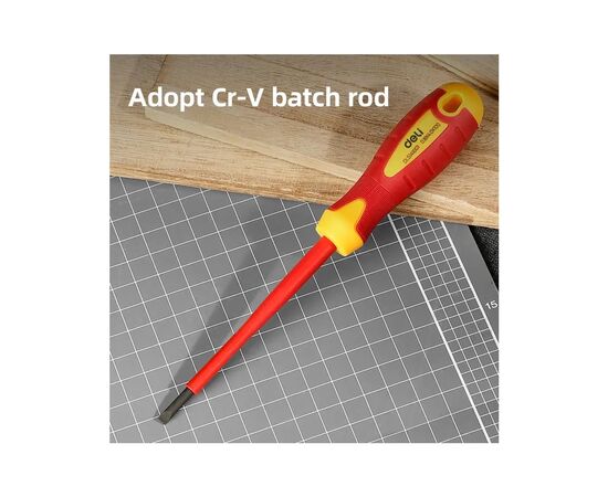 Викрутка Deli ізольована шлiцьова 4,0 x 100 мм (EDL5141001), зображення 3