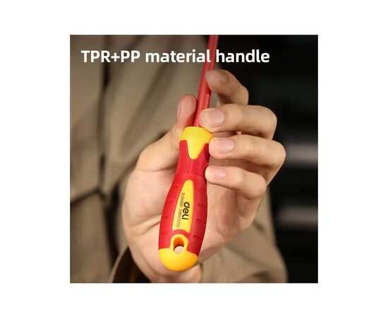 Викрутка Deli ізольована шлiцьова 4,0 x 100 мм (EDL5141001), зображення 4