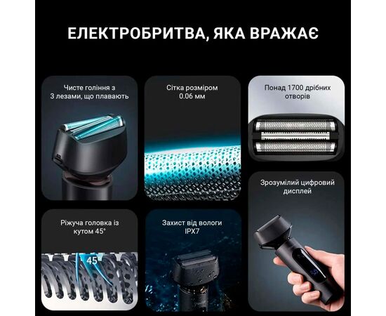 Электробритва Xiaomi ShowSee F602-GY Black (F602-GY), изображение 7