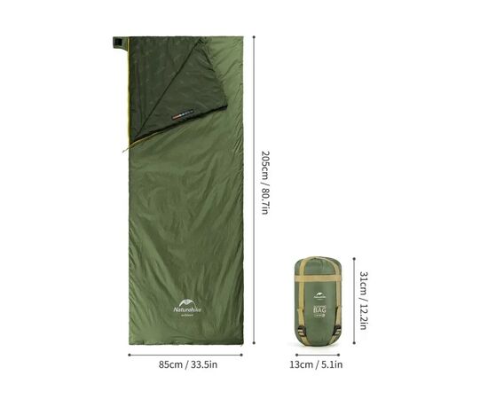 Спальный мешок Naturehike LW180 Mini NH21MSD04, правий, XL, темно-зелений (6975641884378), изображение 2