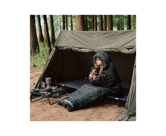 Спальний мішок Naturehike з капюшоном M320 CNK2350WS023, зелений камуфляж, лівий (6975641889199), зображення 3