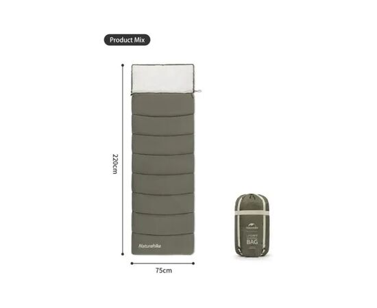 Спальний мішок Naturehike з капюшоном LD350 CNK2300SD016, темно-зелений (6976023921810), зображення 2