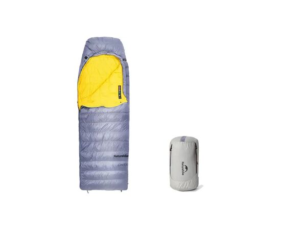 Спальный мешок Naturehike з натуральним пухом CW700 CNK2450WS048, M, жовто-сірий (6927595788127), изображение 3