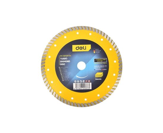 Круг отрезной Deli алмазный, по плитке, бетону, камню 230 x 22,2 мм (EDH-CQP230-E4)