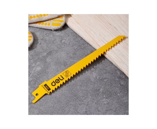 Полотно Deli для сабельной пилы, по дереву 150 x 19 x 1,2 мм, 6TPI-HCS (EDH-WJT006-E1), изображение 2