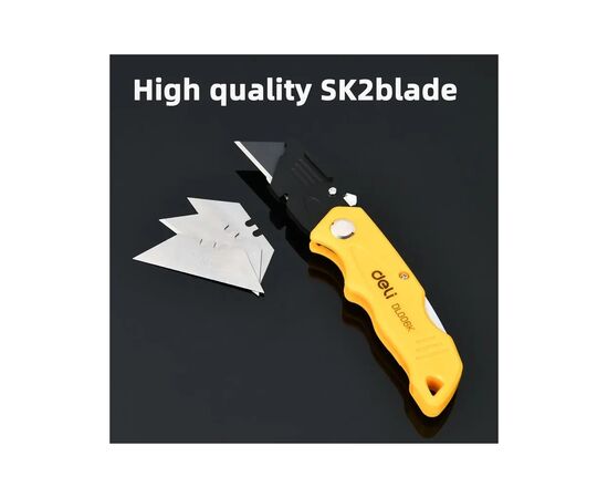 Нож канцелярский Deli 19 T, трапециевидное лезвие 19мм, черный (EDL006K), изображение 3