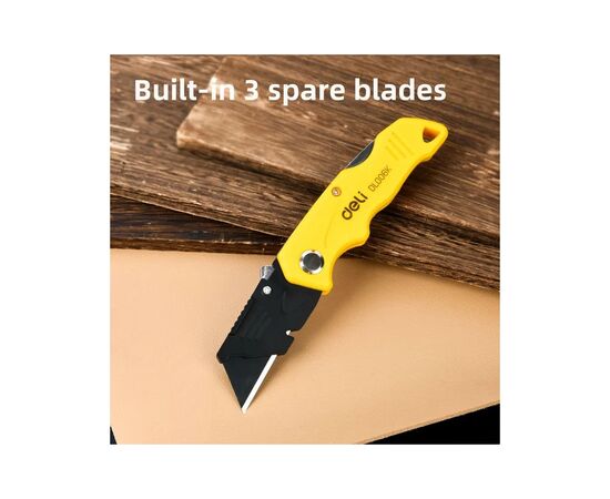 Нож канцелярский Deli 19 T, трапециевидное лезвие 19мм, черный (EDL006K), изображение 5