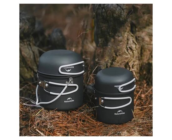 Набір туристичного посуду Naturehike NH18T018-G, алюміній, 2 каструлі, 2 кришки (6927595785515), зображення 10