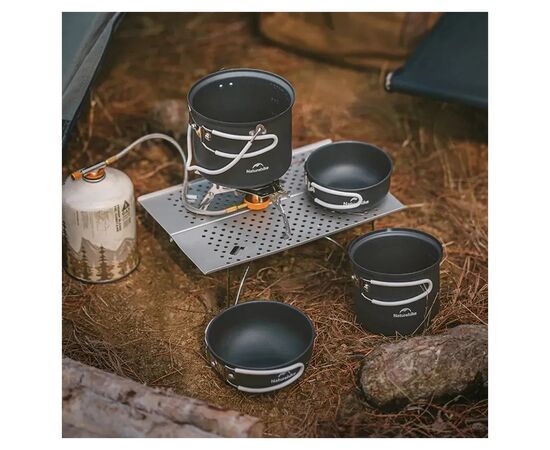 Набір туристичного посуду Naturehike NH18T018-G, алюміній, 2 каструлі, 2 кришки (6927595785515), зображення 12