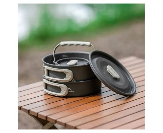 Набор туристической посуды Naturehike CNK2450CF010, алюміній 2 каструлі, чайник, сковорідка (6976507663281), изображение 8