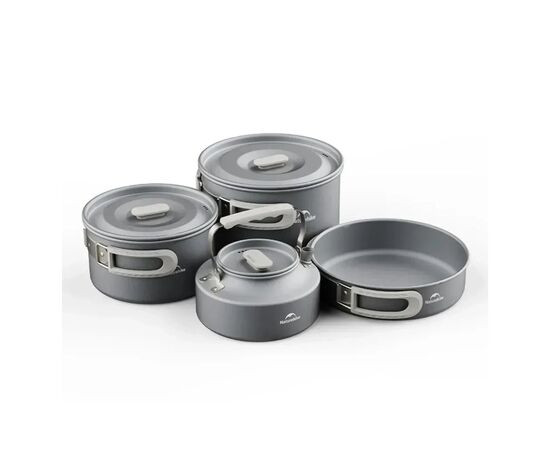Набор туристической посуды Naturehike CNK2450CF010, алюміній 2 каструлі, чайник, сковорідка (6976507663281)