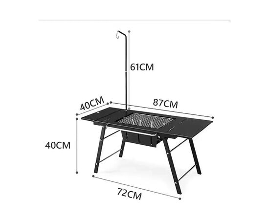 Туристичний стіл Naturehike CNK2350CF018 для барбекю сталевий чорний (6976507663960), зображення 3
