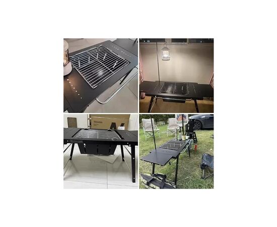 Туристичний стіл Naturehike CNK2350CF018 для барбекю сталевий чорний (6976507663960), зображення 4