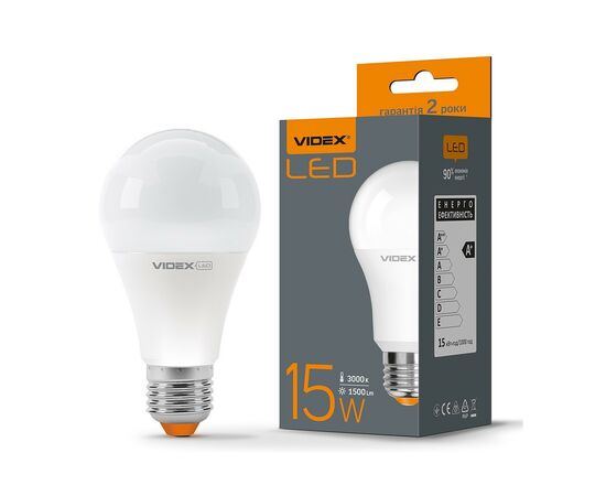 Лампочка Videx A65e 15W E27 3000K (VL-A65e-15273)