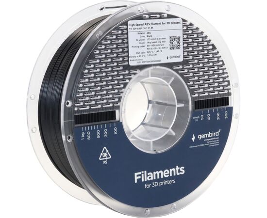 Пластик для 3D-принтера Gembird ABS High Speed 1.75 мм, black (3DP-ABS1.75HY-01-BK), изображение 2