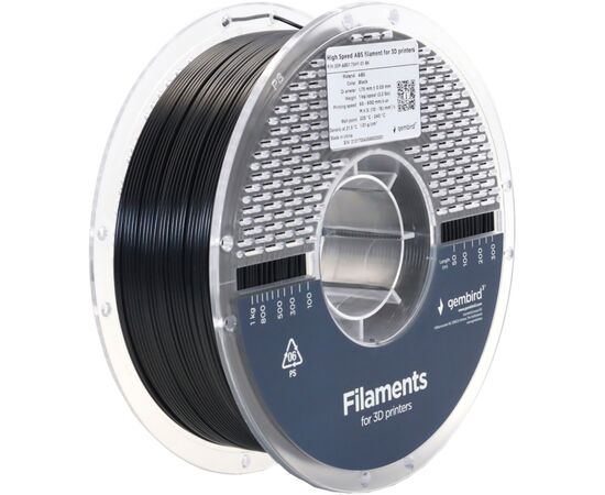 Пластик для 3D-принтера Gembird ABS High Speed 1.75 мм, black (3DP-ABS1.75HY-01-BK)