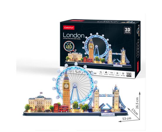 Пазл Cubic Fun Трехмерная головоломка-конструктор City Line Лондон с LED подсветкой (L532h), изображение 4