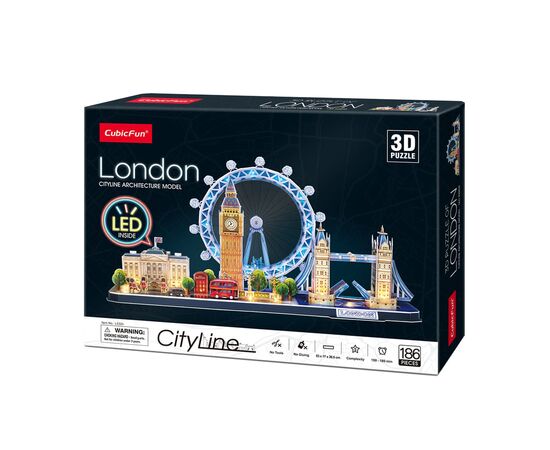 Пазл Cubic Fun Трехмерная головоломка-конструктор City Line Лондон с LED подсветкой (L532h), изображение 8