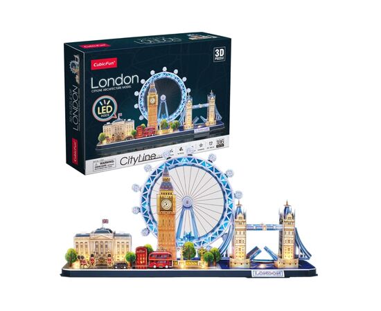 Пазл Cubic Fun Трехмерная головоломка-конструктор City Line Лондон с LED подсветкой (L532h)