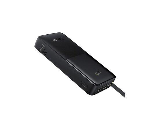 Батарея универсальная Baseus Bipow 2 Digital Display 20000mAh 20W with Built-in USB-C Cable Black (P10077101113-01), изображение 3