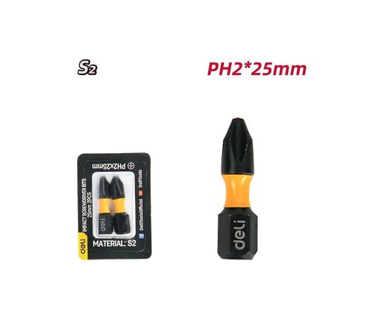 Набор бит Deli PH2 x 25 мм, 2 шт (EDL251002Z), изображение 2