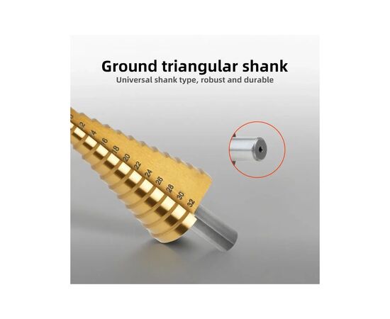 Набор сверл Deli ступенчатых 3 шт. 4-12\20\32 мм (EDH-JTZ0003-ED1), изображение 5