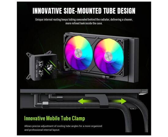 Система жидкостного охлаждения Gamemax GLACIER 240 LCD BK, изображение 3