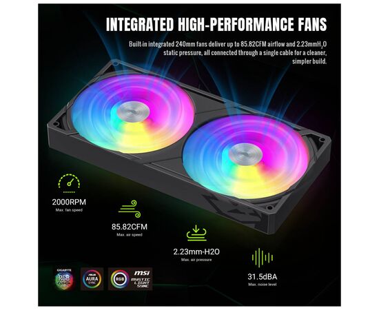 Система жидкостного охлаждения Gamemax GLACIER 240 LCD BK, изображение 6