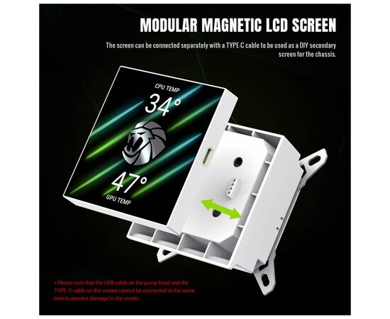 Система жидкостного охлаждения Gamemax GLACIER 240 LCD WH, изображение 5