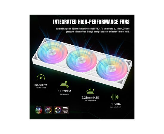 Система жидкостного охлаждения Gamemax GLACIER 360 LCD WH, изображение 12