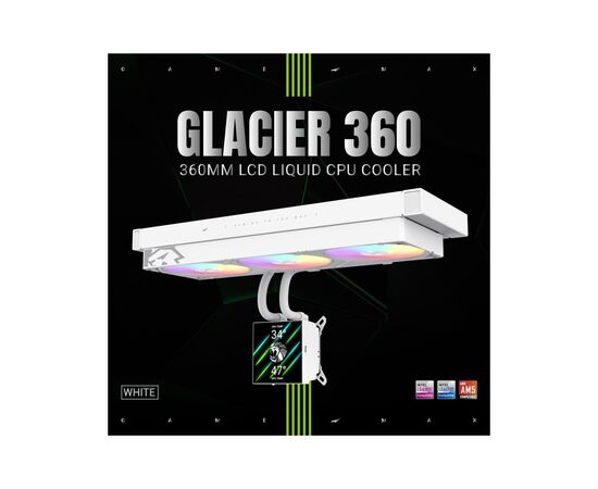 Система жидкостного охлаждения Gamemax GLACIER 360 LCD WH, изображение 2