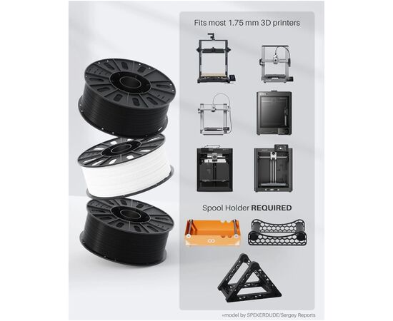 Пластик для 3D-принтера ELEGOO PETG 4x3кг, 1.75мм, black (50.203.0629), изображение 5