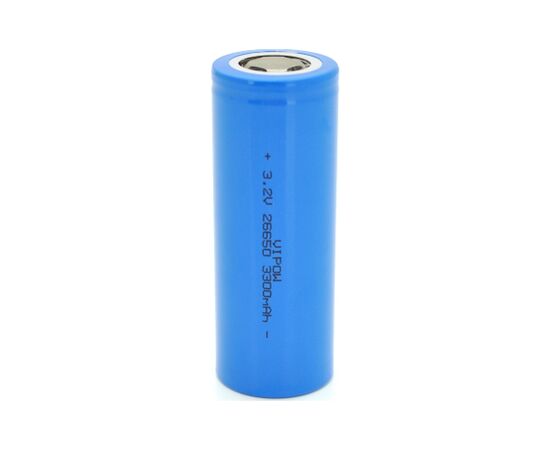 Аккумулятор 26650 3300mAh, LiFePO4, FlatTop, 3.2V, Blue Vipow (IFR26650-3300mAhFT / 31075)