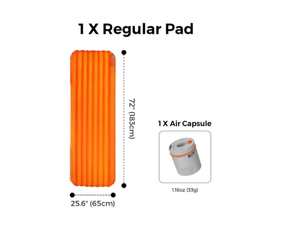 Туристический коврик Flextail Tiny Slleeping Pad R05 AVS самонадувний помаранчевий (6975755966656), изображение 6