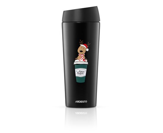 Термокружка Ardesto Coffee Time Reindeer 450мл, нержавіюча сталь, чорний (AR2645RN), изображение 2