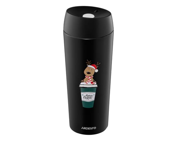 Термокружка Ardesto Coffee Time Reindeer 450мл, нержавіюча сталь, чорний (AR2645RN), изображение 3